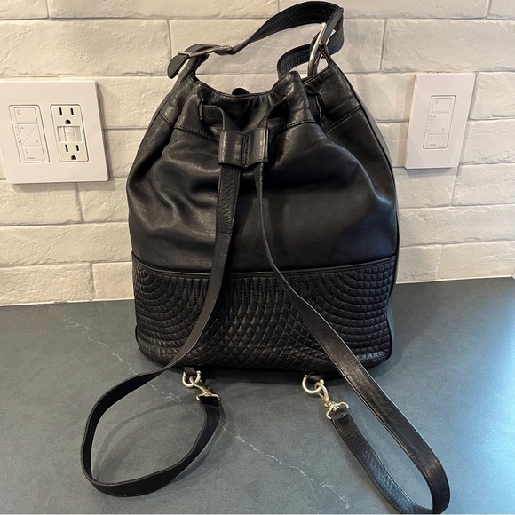 Bally vintage lamb skin leather quilted backpack bag main image 4